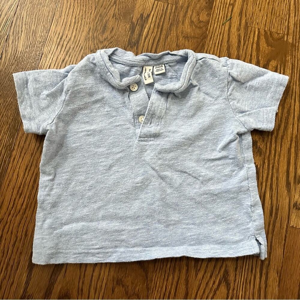 Rachel Zoe x Janie & Jack short sleeve Henley tee in light blue, size 12-18M